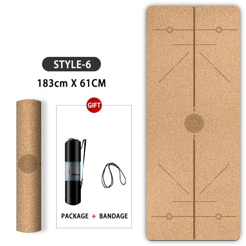 Natural Cork TPE Yoga Mat With Position Body Line