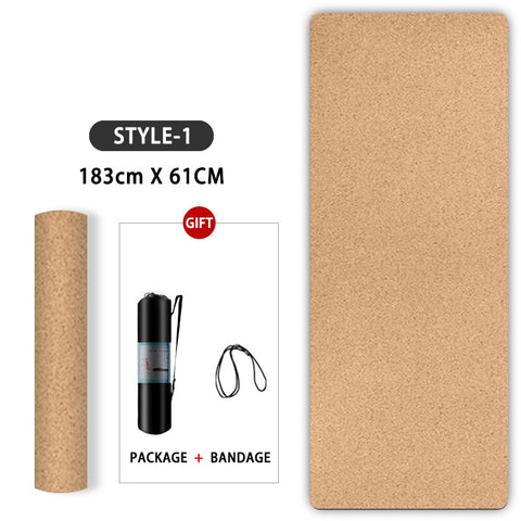 Natural Cork TPE Yoga Mat With Position Body Line