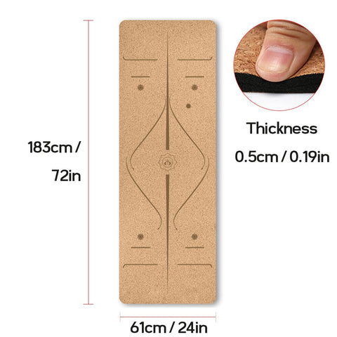 Natural Cork TPE Yoga Mat With Position Body Line