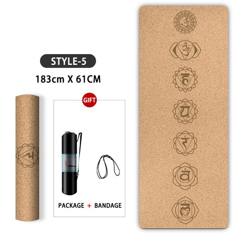 Natural Cork TPE Yoga Mat With Position Body Line