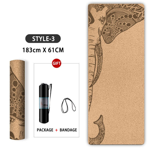 Natural Cork TPE Yoga Mat With Position Body Line