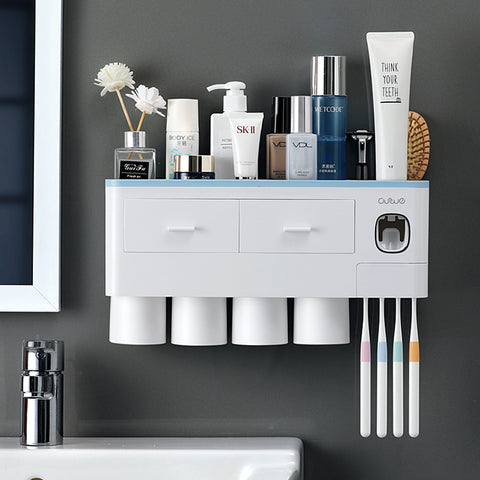 Bathroom Organizer Set Toothbrush 4 Cup Holders