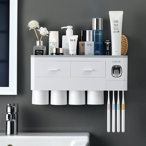 Bathroom Organizer Set Toothbrush 4 Cup Holders