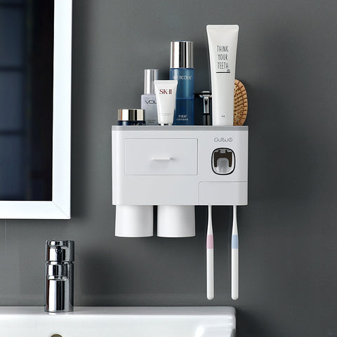 Bathroom Organizer Set Toothbrush 4 Cup Holders