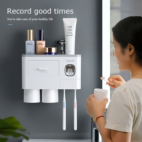 Bathroom Organizer Set Toothbrush 4 Cup Holders