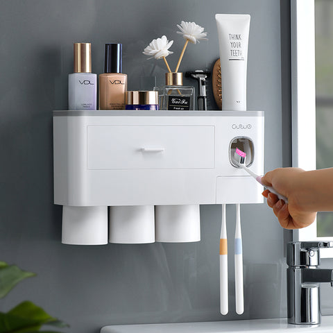 Bathroom Organizer Set Toothbrush 4 Cup Holders