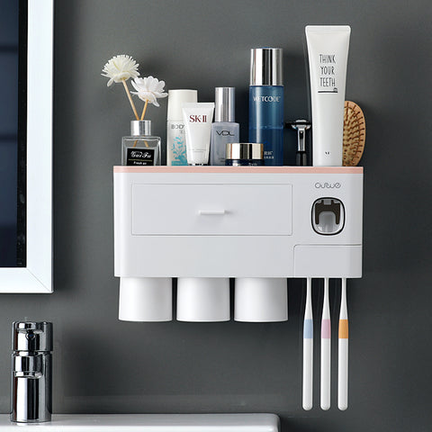 Bathroom Organizer Set Toothbrush 4 Cup Holders