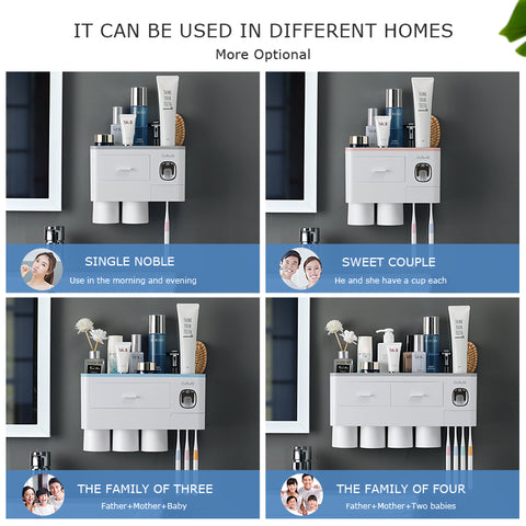 Bathroom Organizer Set Toothbrush 4 Cup Holders