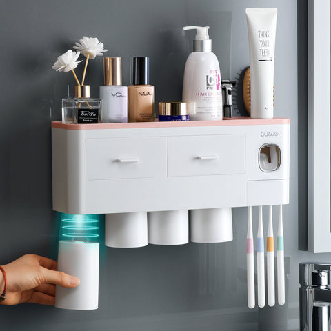 Bathroom Organizer Set Toothbrush 4 Cup Holders