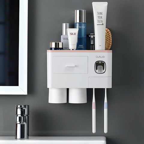 Bathroom Organizer Set Toothbrush 4 Cup Holders