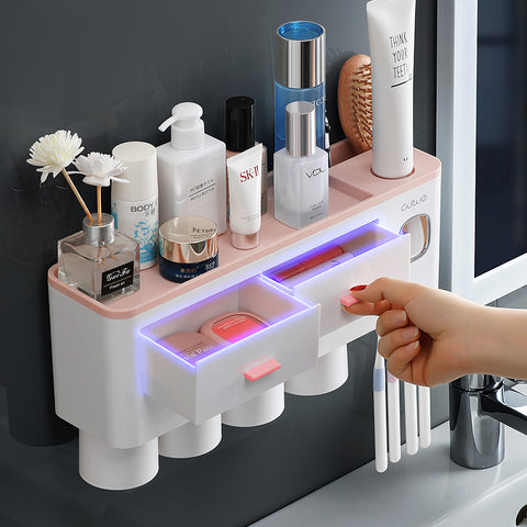 Bathroom Organizer Set Toothbrush 4 Cup Holders