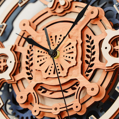 Robotime Mechanical Wall Clock 3D Wooden Puzzle Design Building Model Set