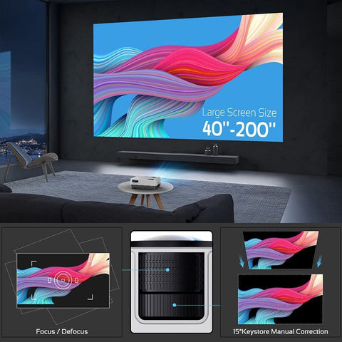 WiFi Full HD 1080p Video Projector With Carry Case Compatible w/Smart Phone/Laptop