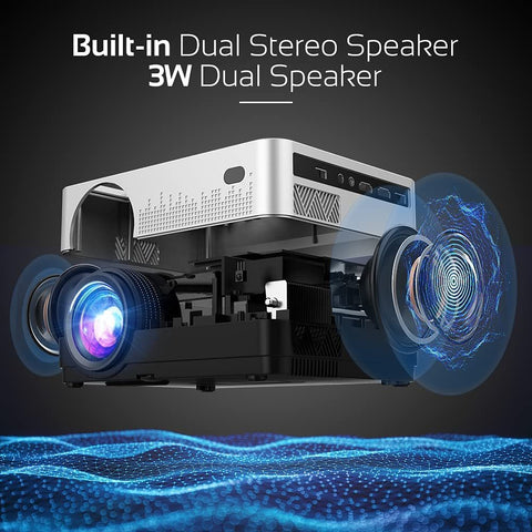 WiFi Full HD 1080p Video Projector With Carry Case Compatible w/Smart Phone/Laptop
