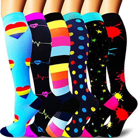 Unisex Compression Socks; 6 Pairs