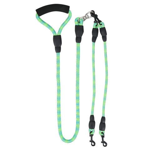 Swivel Coupler Reflective Double Dog Leash - Padded Handle