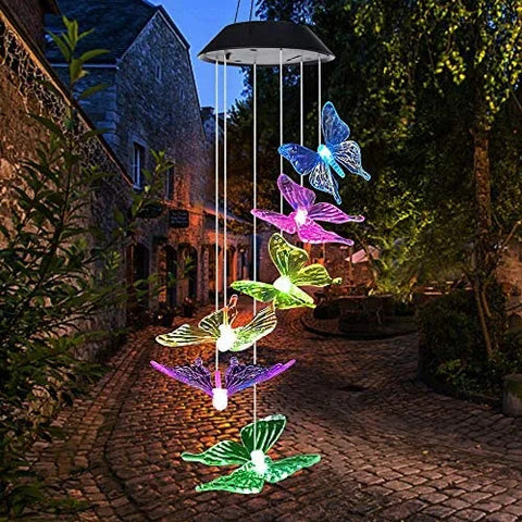 Yard Decor Lights; Solar Butterfly Chimes.