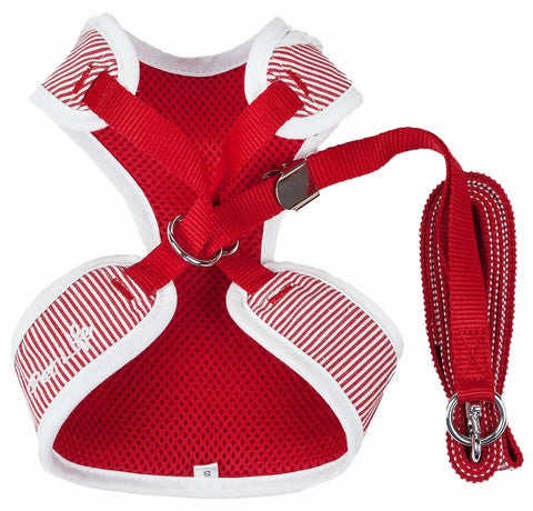 2-In-1 Mesh Reversed Adjustable Dog Harness-Leash W/ Fashion Bowtie