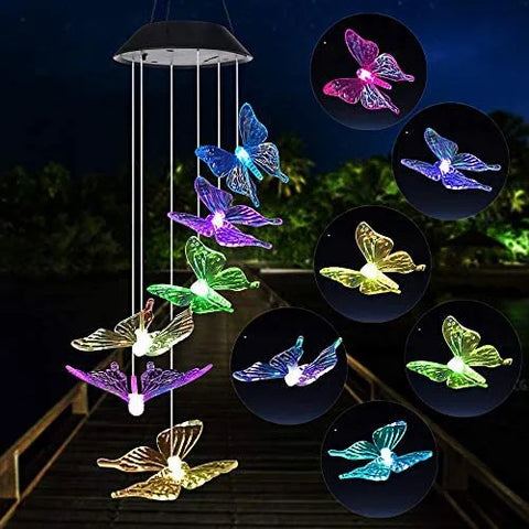 Yard Decor Lights; Solar Butterfly Chimes.