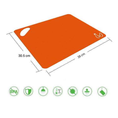 Set of 6 Color Coded  Chopping Board Mats with Food Icons & Easy-Grip Handles. Non-Porous Dishwasher Safe