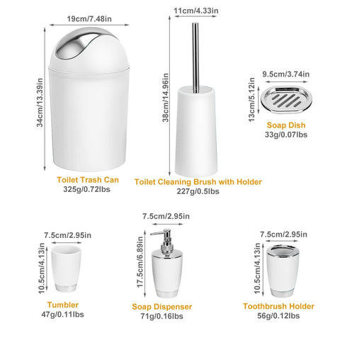 6 Pcs Bathroom Set