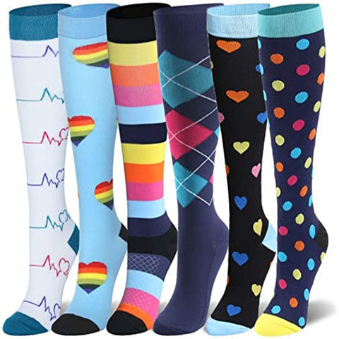 Unisex Compression Socks; 6 Pairs
