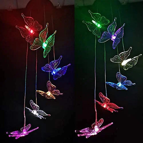 Yard Decor Lights; Solar Butterfly Chimes.