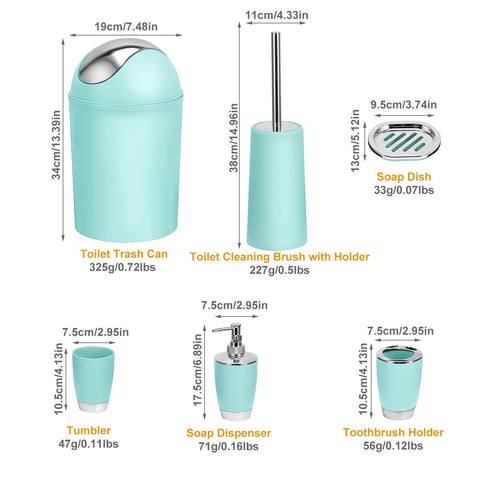 6 Pcs Bathroom Set