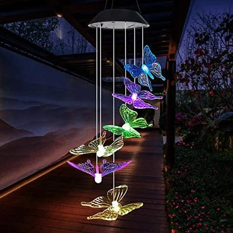 Yard Decor Lights; Solar Butterfly Chimes.