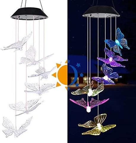 Yard Decor Lights; Solar Butterfly Chimes.