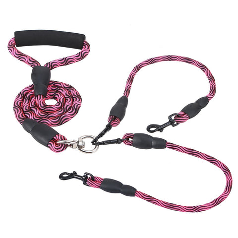 Swivel Coupler Reflective Double Dog Leash - Padded Handle