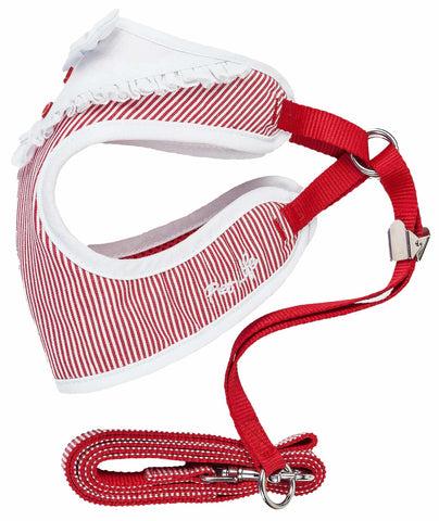 2-In-1 Mesh Reversed Adjustable Dog Harness-Leash W/ Fashion Bowtie
