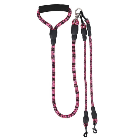 Swivel Coupler Reflective Double Dog Leash - Padded Handle