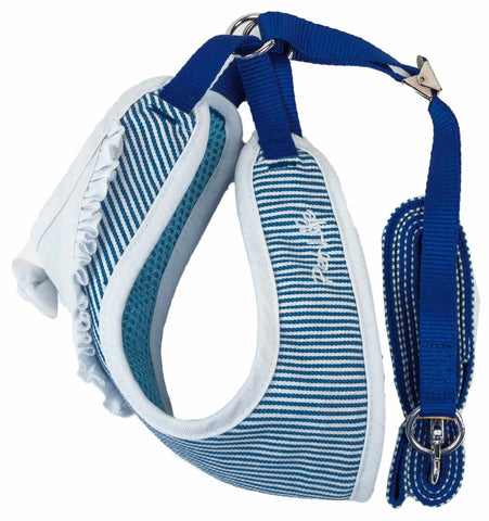 2-In-1 Mesh Reversed Adjustable Dog Harness-Leash W/ Fashion Bowtie