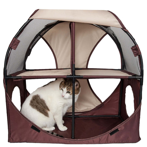 Pet Life Kitty-Play Obstacle Travel Collapsible Soft Folding Pet Cat House