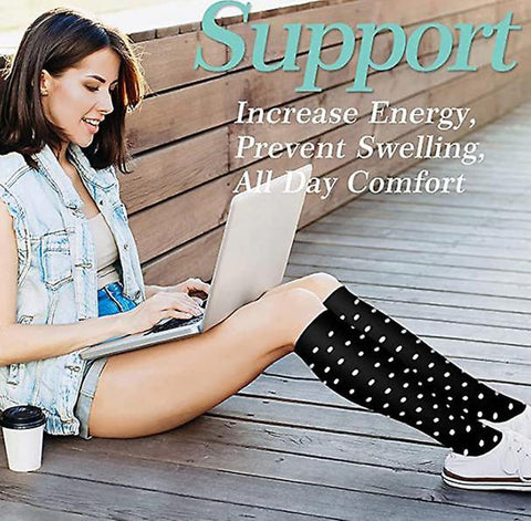 Unisex Compression Socks; 6 Pairs