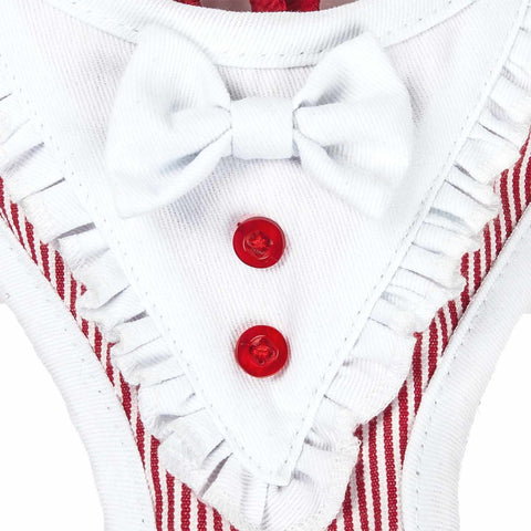 2-In-1 Mesh Reversed Adjustable Dog Harness-Leash W/ Fashion Bowtie