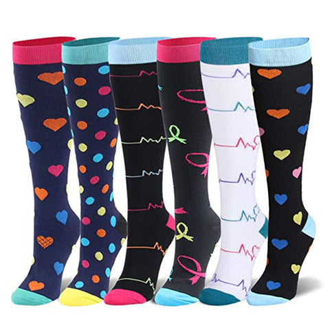 Unisex Compression Socks; 6 Pairs