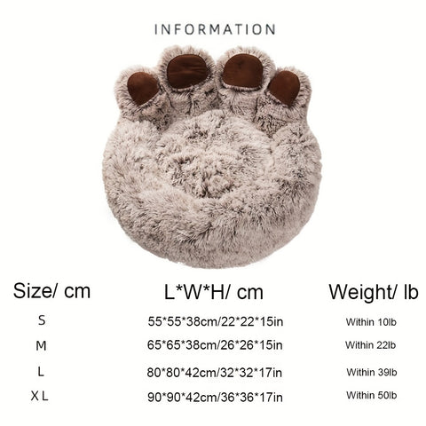 Dog/Cat Bear Paw Shape Comfortable Cozy Beds For Small, Medium,Large Dogs And Cats,