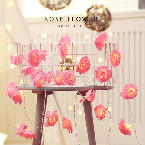 40 LED Rose Flower String Lights 10ft Battery Operated Decorative Lights