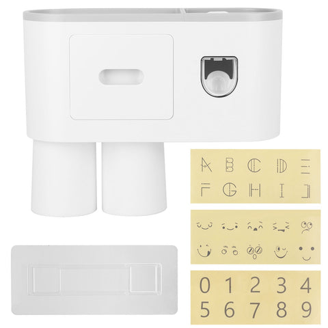 Wall mount toothbrush holder, organizer, toothpaste dispenser