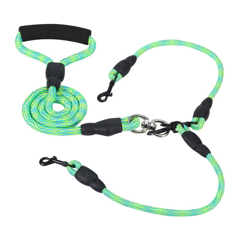 Swivel Coupler Reflective Double Dog Leash - Padded Handle