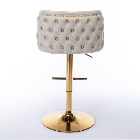 Modern PU Upholstered Swivel Bar Stools With Adjustable Seat Height And tufted Back. (Beige, Set of 2)